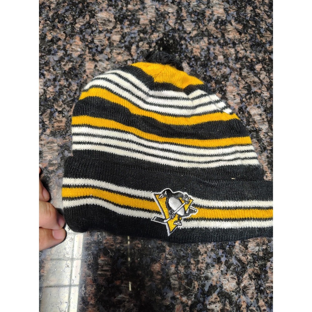 Pittsburgh Penguins Beanie Hat Cap Men's Black Yellow White Stripe Fan Favorite